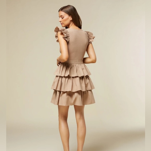 Rachel Parcell Women  Ruffle Tank Dress Warm Taupe Size 6 - Picture 4 of 11